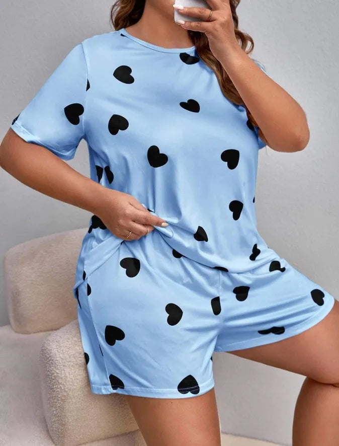 Plus Size Short Sleeve Pajama Set