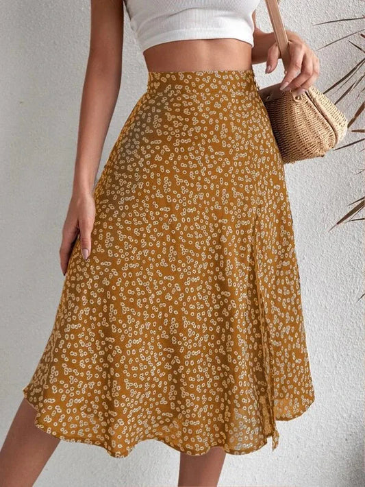 Spring Boho Long A Line Floral Skirt