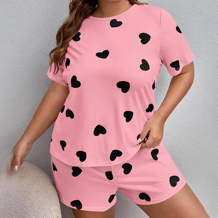 Plus Size Short Sleeve Pajama Set