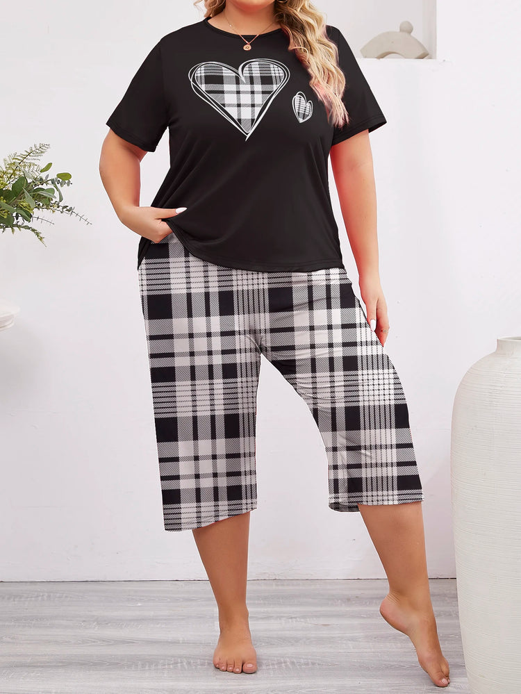 Plus Size Plaid Heart Pajamas