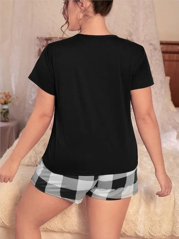 Plus Size Short Sleeve Pajama Set