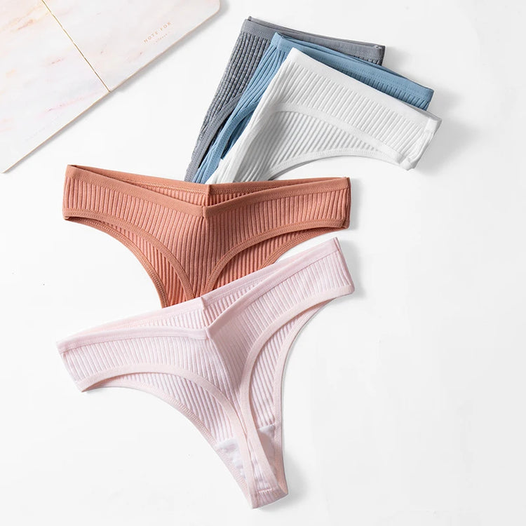 10 Piece Set Of Striped Thong Panties