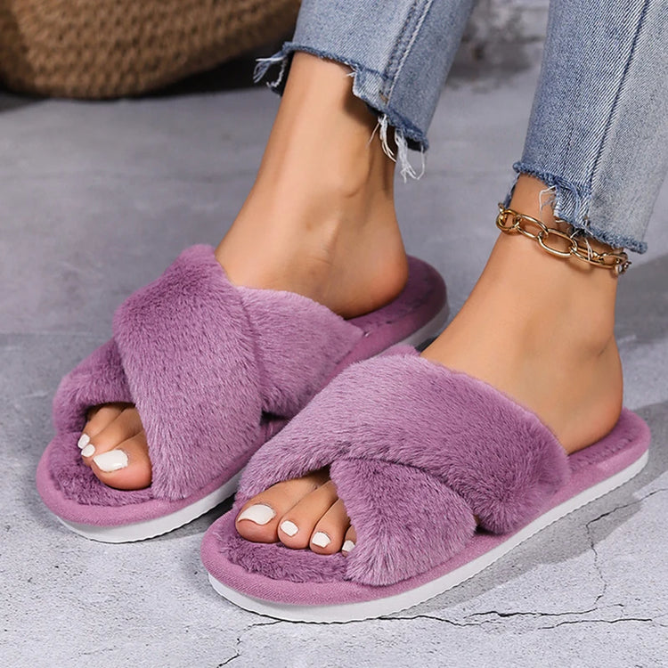 Fluffy Open Toe Slippers