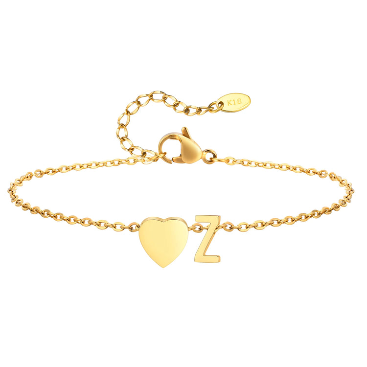 Adjustable Heart Initial Anklet