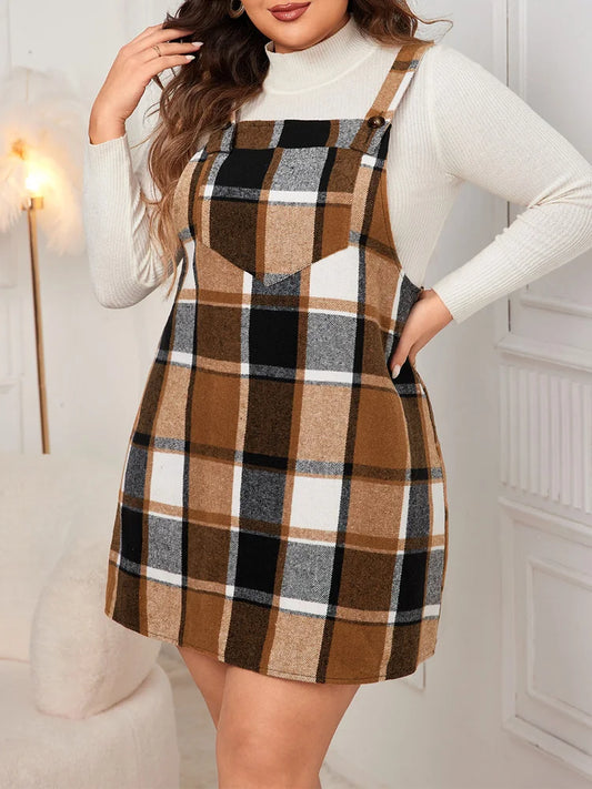 Plus Size Plaid Strap Dress