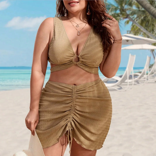 Plus Size 3 Piece Swimsuit w/ Coverup